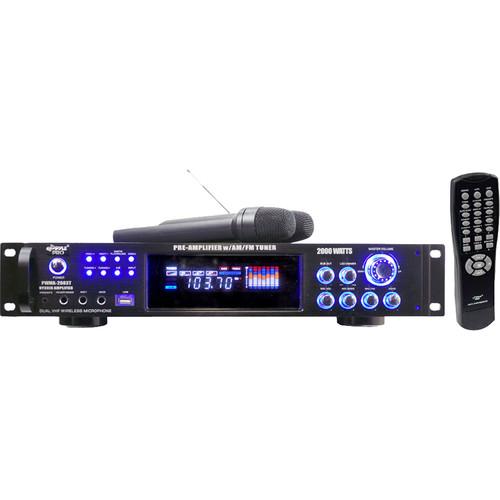 Pyle Pro PWMA2003T Hybrid Stereo Receiver Amplifier with AM FM Tuner & 2 Wireless Microphones, Pyle, Pro, PWMA2003T, Hybrid, Stereo, Receiver, Amplifier, with, AM, FM, Tuner, &, 2, Wireless, Microphones