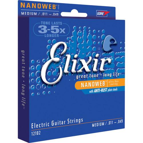 ELIXIR Medium Gauge Electric Nickel Plated Steel NANOWEB Coated Guitar Strings