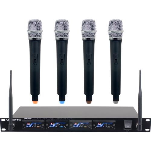 VocoPro UHF-5816-T1 4-Channel UHF Wireless Microphone System with Channel 1 Pre-Tuned