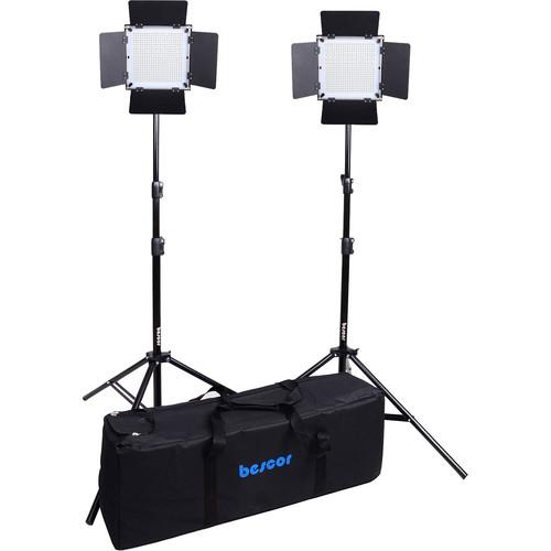 Bescor FP-576K Bi-Color Wireless Control LED Studio 2-Light Kit