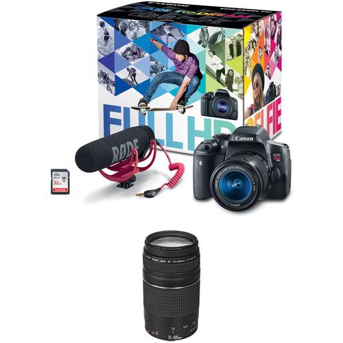 Canon EOS Rebel T6i DSLR Camera with 18-55mm Lens Video Creator Kit with 75-300mm Lens