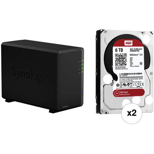 Synology DiskStation 12TB DS218play 2-Bay NAS Enclosure Kit with WD NAS Drives
