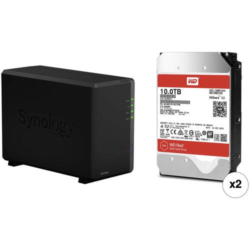 Synology DiskStation 20TB DS218play 2-Bay NAS Enclosure Kit with WD NAS Drives