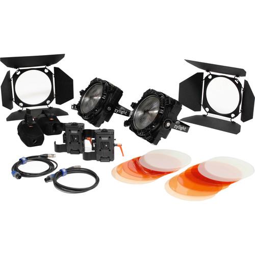 Zylight F8-200 Daylight LED Fresnel Dual Head ENG Kit with V-Mount Battery Plates