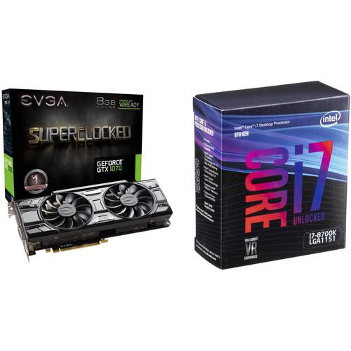 EVGA GeForce GTX 1070 SC GAMING Black Edition Graphics Card & Intel Core i7-8700K 6-Core Processor Kit