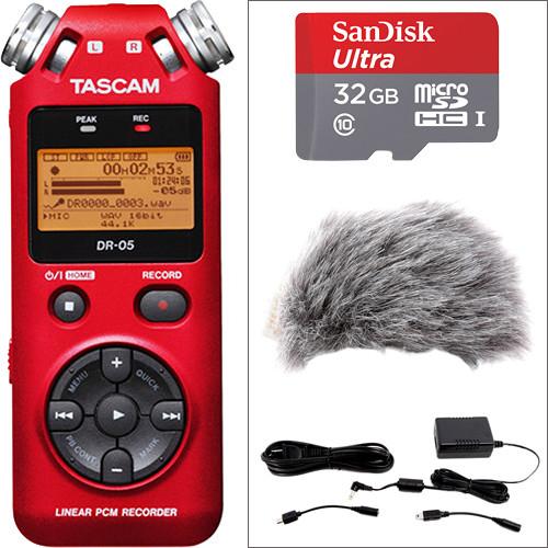 Tascam DR-05 Value Kit with microSDHC Card, Windscreen, and AC Adapter