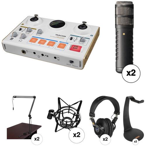 Tascam MiNiSTUDIO Creator US-42 Podcast Studio with Two Rode Procaster Dynamic Mics, Two Senal Headphones, and Two Broadcast Arms Kit