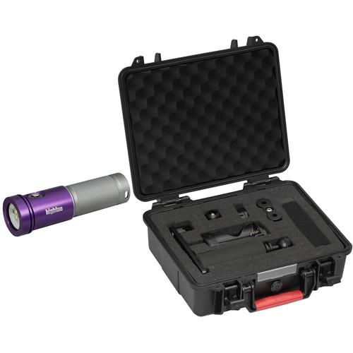 Bigblue AL1800XWP Black Molly 2 Tri-Color LED Dive Light with Protective Case and Single-Arm Mounting Tray