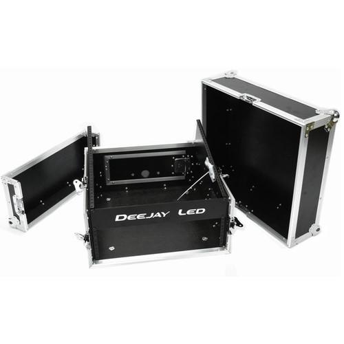 DeeJay LED Fly Drive Amplifier Rack Case with 10 RU Slant Mixer Rack and 3 RU Vertical Rack