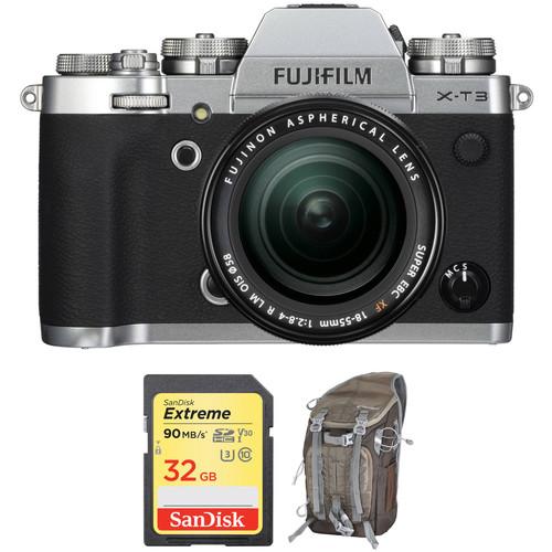 FUJIFILM X-T3 Mirrorless Digital Camera with 18-55mm Lens and Accessories Kit