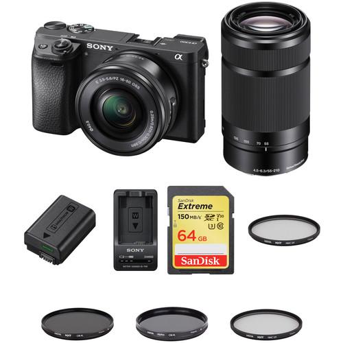 Sony Alpha a6300 Mirrorless Digital Camera with 16-50mm and 55-210mm Lenses Premium Kit