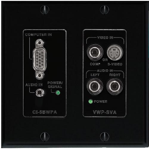 FSR VIP-100-BLK Wall Plate Interface - CI-5BWPA and VWP-SVA Combo Plate