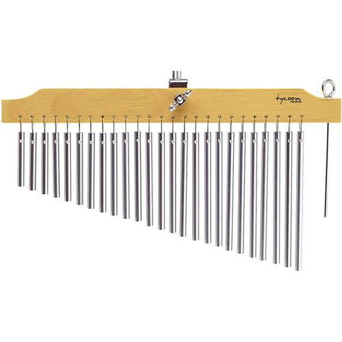 Tycoon Percussion 25 Chrome Bar Chimes on Natural Finish Wood Bar