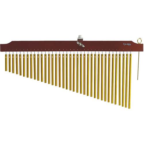Tycoon Percussion 36 Gold Bar Chimes on Brown Finish Wood Bar
