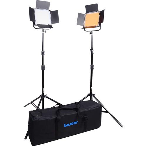 Bescor FP-900K Bi-Color Wirelessly Controlled LED Studio 2-Light Kit