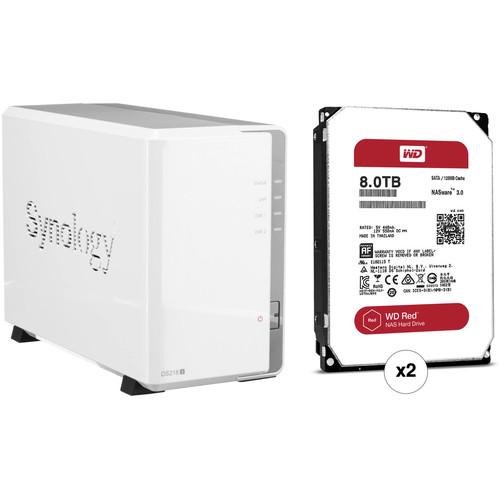 Synology DiskStation 16TB DS218j 2-Bay NAS Enclosure Kit with WD NAS Drives