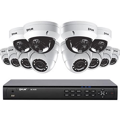 FLIR 16-Channel 4K UHD NVR with 4TB HDD & 12 Cameras Kit