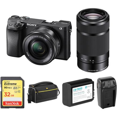 Sony Alpha a6300 Mirrorless Digital Camera with 16-50mm and 55-210mm Lenses and Accessory Kit, Sony, Alpha, a6300, Mirrorless, Digital, Camera, with, 16-50mm, 55-210mm, Lenses, Accessory, Kit