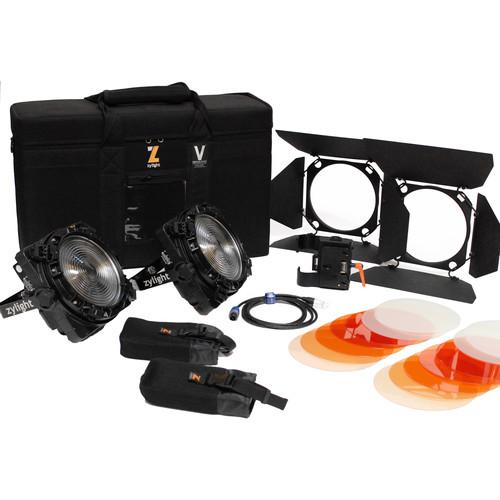 Zylight F8-100 200 Daylight LED Fresnel Combo ENG Kit with Gold Mount Battery Plates
