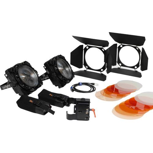 Zylight F8-100 200 Daylight LED Fresnel Combo ENG Kit with Gold Mount Battery Plates