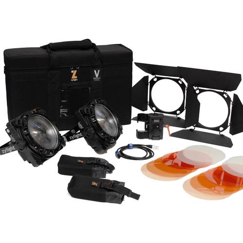 Zylight F8-100 200 Daylight LED Fresnel Combo ENG Kit with V-Mount Battery Plates