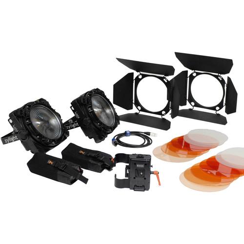 Zylight F8-100 200 Daylight LED Fresnel Combo ENG Kit with V-Mount Battery Plates