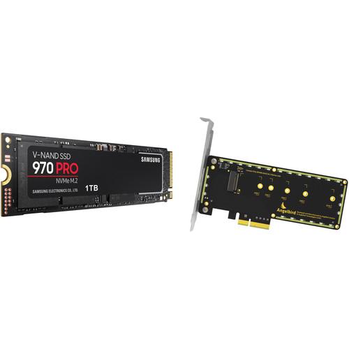 Samsung 1TB 970 PRO NVMe M.2 SSD & Wings PX1 PCIe x4 M.2 Adapter Kit, Samsung, 1TB, 970, PRO, NVMe, M.2, SSD, &, Wings, PX1, PCIe, x4, M.2, Adapter, Kit