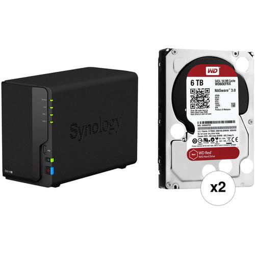 Synology DiskStation 12TB DS218 2-Bay NAS Enclosure Kit with WD NAS Drives