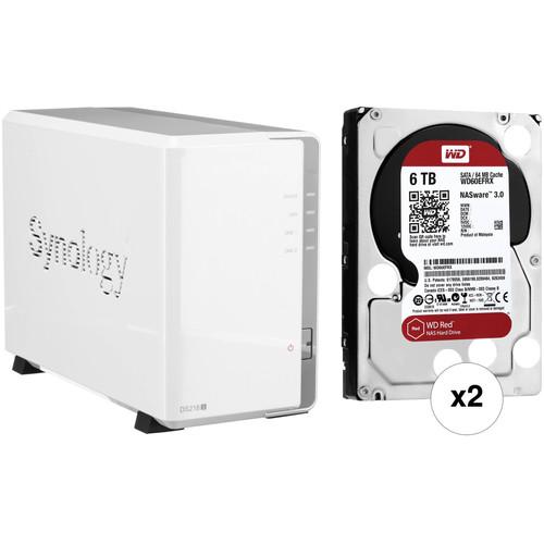 Synology DiskStation 12TB DS218j 2-Bay NAS Enclosure Kit with WD NAS Drives