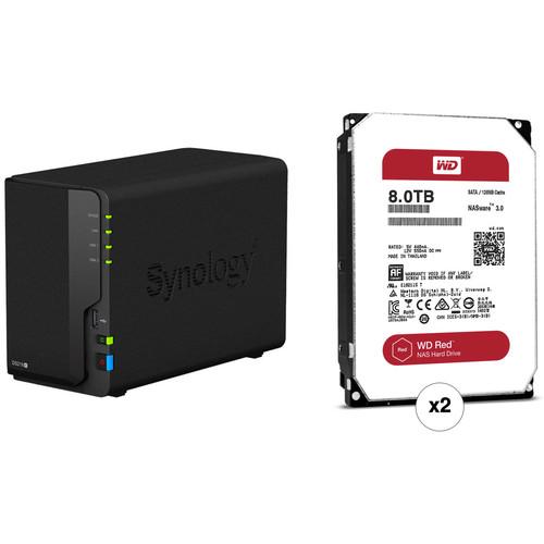 Synology DiskStation 16TB DS218 2-Bay NAS Enclosure Kit with WD NAS Drives