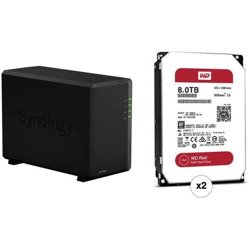 Synology DiskStation 16TB DS218play 2-Bay NAS Enclosure Kit with WD NAS Drives