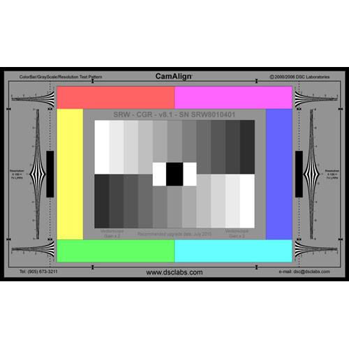 DSC Labs ColorBar GrayScale Senior CamAlign Chip Chart with Resolution