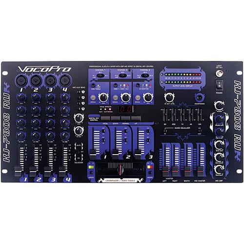 VocoPro KJ-7808 RV Karaoke DJ VJ Mixer with 4 Mic Line and 3 Stereo Channels