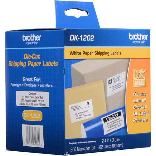 Brother DK1202 2-3 7" x 4" White Shipping Paper Labels