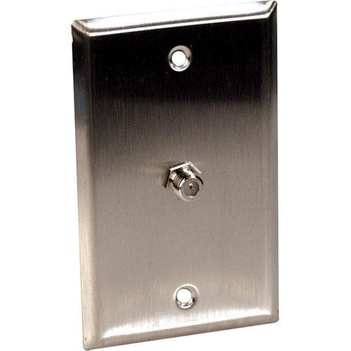 TecNec WPL-1107R Stainless Steel 1-Gang Wall Plate with Female Coax Barrel Connector