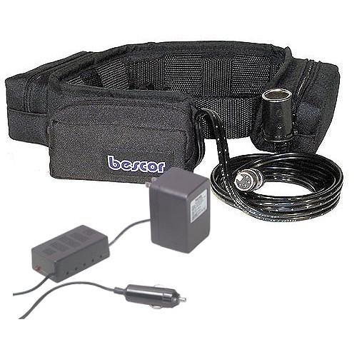 Bescor SLM-10XLRATM Slimline, Starved Electrolyte Battery Belt Cigarette and 4-Pin XLR Connectors, with ATM-PRB Charger