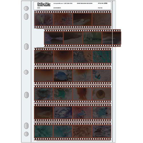 Print File Archival Storage Page for Negatives, 35mm, 7-Strips of 4-Frames - 25 Pack