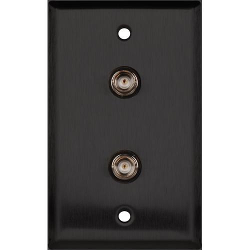 TecNec WPL-1102 B Black Stainless Steel Wall Plate with 75 Ohm BNC Female Barrel Connectors