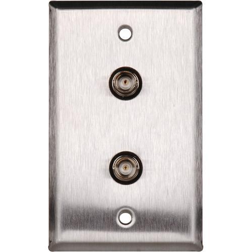 TecNec WPL-1102 R Stainless Steel Wall Plate with 75 Ohm BNC Female Barrel Connectors
