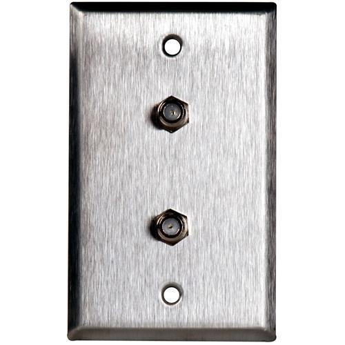 TecNec WPL-1108 Stainless Steel 1-Gang Wall Plate with 2 Female Coax Barrel Connectors