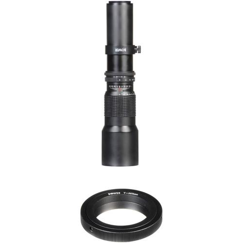 Bower 500mm f 8 Preset Lens With T-Mount Adapter For Nikon F-Mount