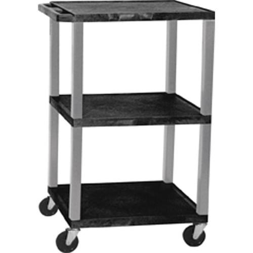 Luxor Multi-Height A V Cart with 3 Shelves and 3-Outlet Electrical Assembly