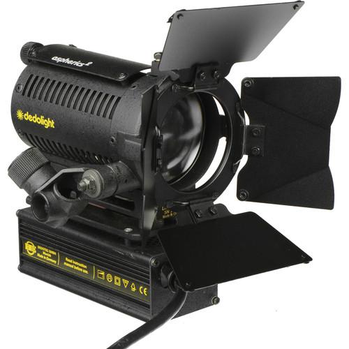 Dedolight SM24300U Tungsten 1 Light Spotlight Kit - consists of: 1 Spotlight with On-Board Dimmer, Barndoors, Filter Holder, Bulbs, Soft Case - 150 Total Watts