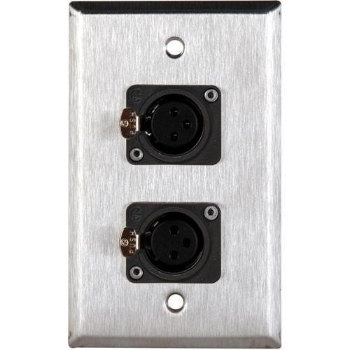 TecNec WPL-1116 W White Wall Plate with 2 Neutrik NC3FDL Connectors