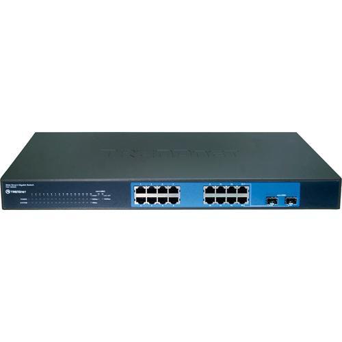 TRENDnet 16-Port Gigabit Web Smart Switch with 2 Shared Mini-GBIC Slots