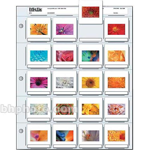 Print File Archival Storage Page for Slides, 35mm , Holds 20 Slides, Top-Load, Heavyweight , Clear Back - 500 Pack