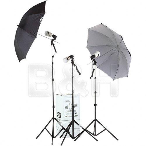 Smith-Victor KF3U 3-Light 135W s Thrifty Location Kit with Umbrellas