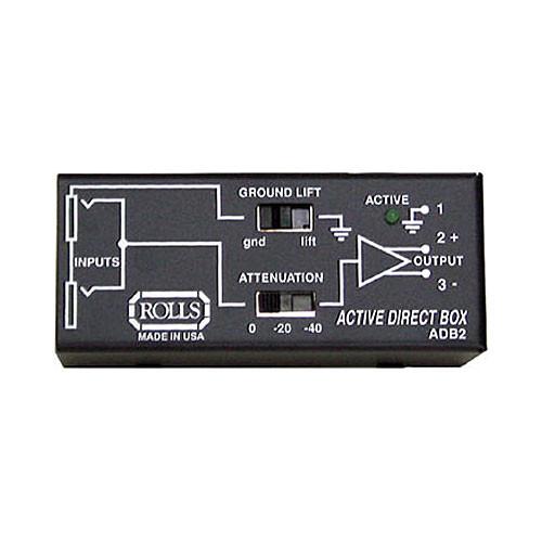 Rolls ADB2 Active Direct Box with 9-48 V Phantom Power Support, Attenuator and Ground Lift Switches
