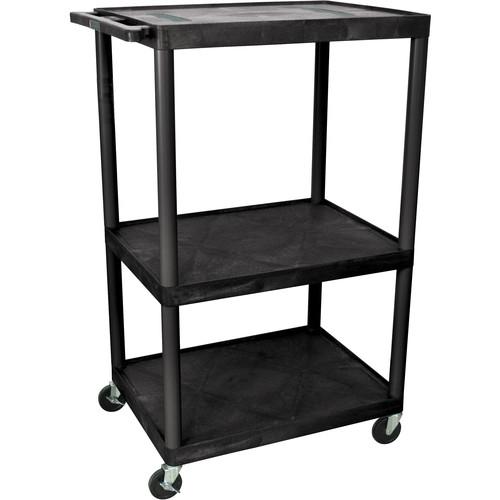 Luxor 54" Endura 3-Shelf Multimedia Cart with 3 Outlets - Black
