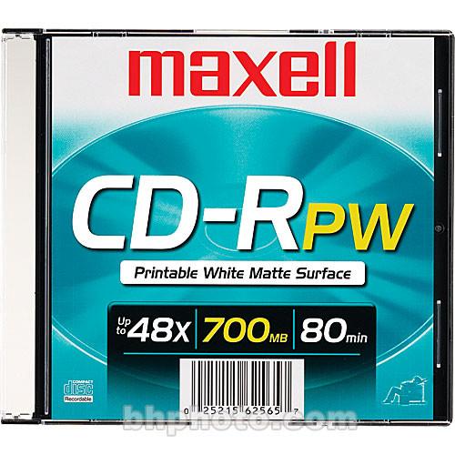 Maxell CD-R 700MB Write Once White Inkjet Printable Recordable Compact Disc with Slim Jewel Case